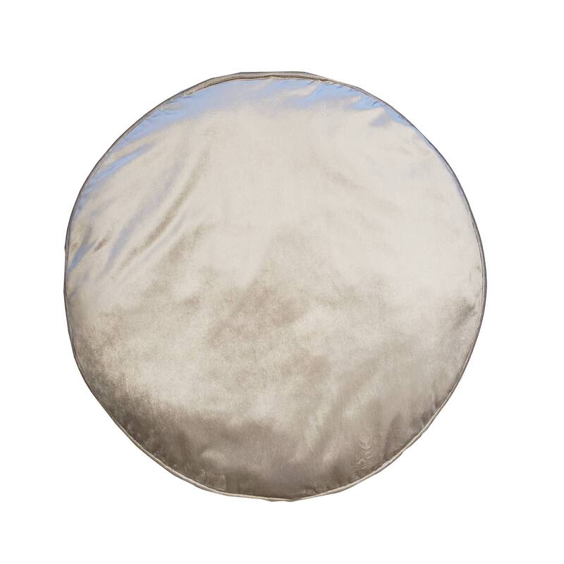 Edie At Home Velvet Round Floor Pillow, Silver Grey