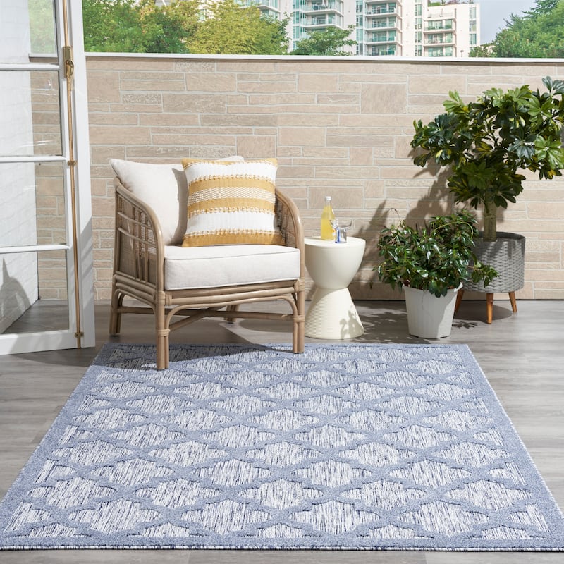 Nourison Easy Care Indoor/Outdoor Moroccan Trellis Area Rug - 5' x 7' - Denim/Blue