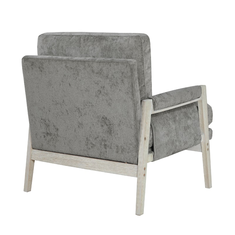 Mao Accent Armchair, Removable Cushion Cover, Brownish Gray Chenille