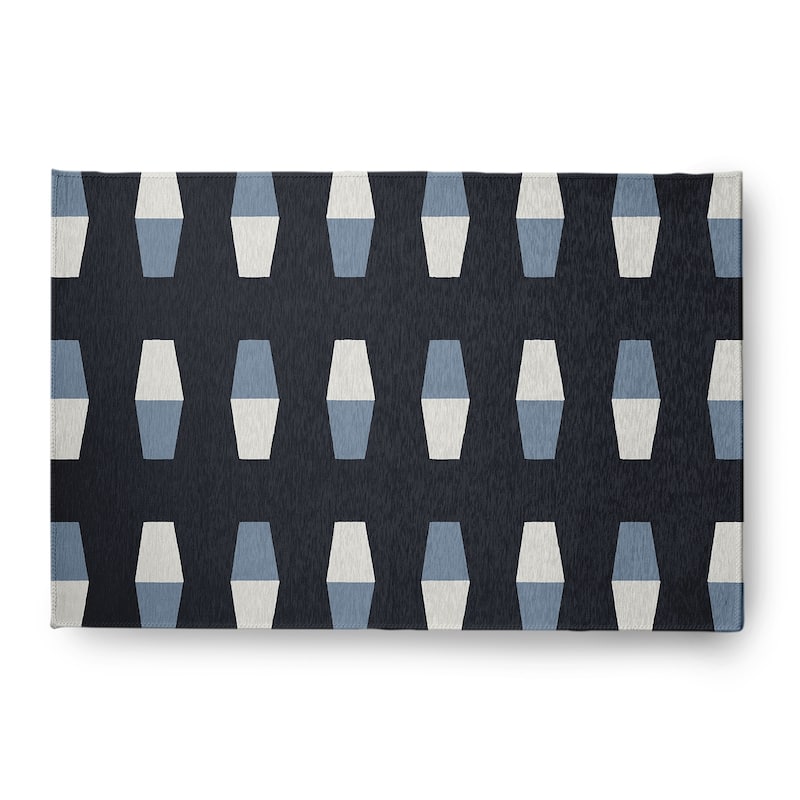 Bowling Pins Nautical Indoor/Outdoor Rug - Shark Blue - 4' x 6'