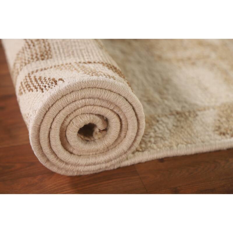 Anatolian Turkish Runner Rug Hallway Handmade Beige Wool Carpet - 2'10"x 12'7"