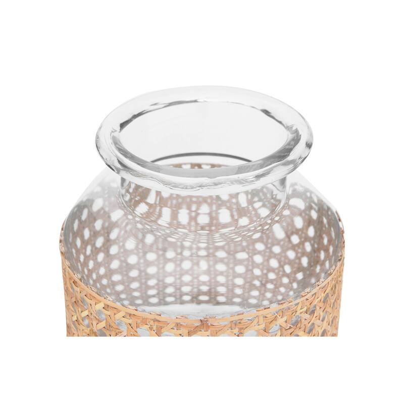 Glass Jar Vase with Decorative Cane Sleeve