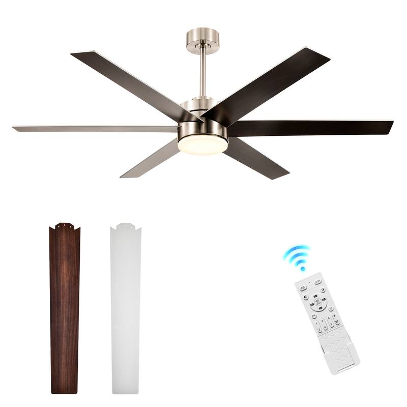 Brushed Nickel 62 in. Integrated LED 6-Speed Color Changing Indoor Ceiling Fan