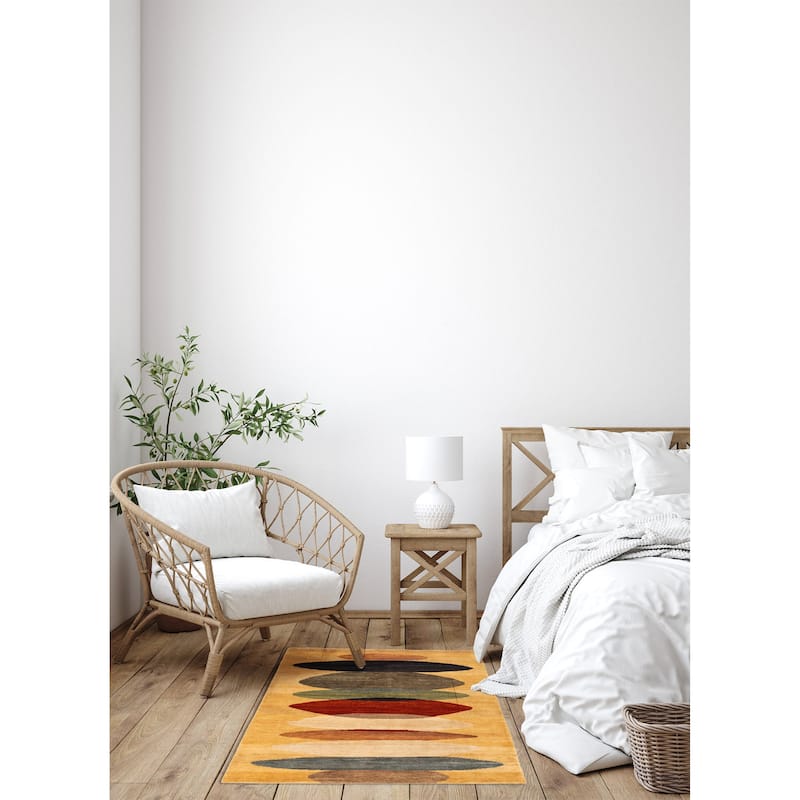 ECARPETGALLERY Hand-knotted Peshawar Ziegler Gold Wool Rug - 5'0 x 7'0