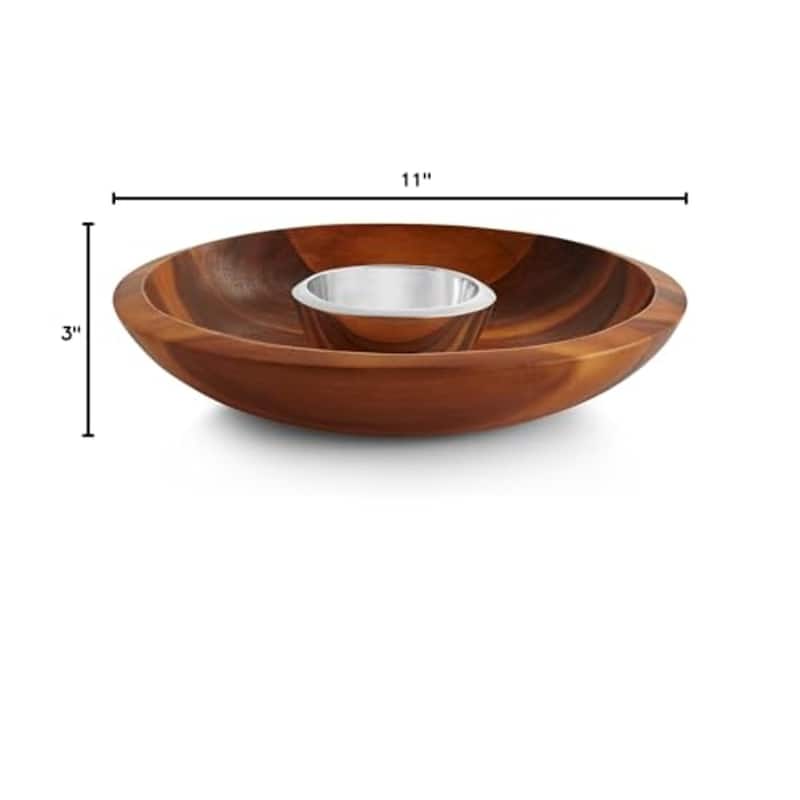 Nambe Eclipse Chip and Dip Bowl Set - 16" x 11" x 3"