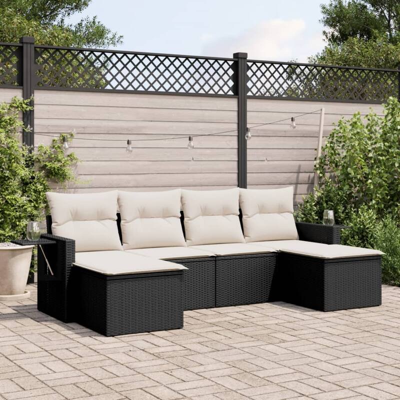 vidaXL Garden Sofa Set - Black and cream Without table
