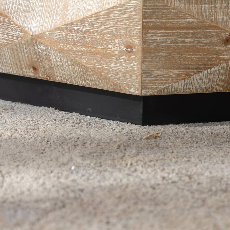 Hexagon Coffee Table - Rustic Wood, 3D Pattern, Farmhouse Style