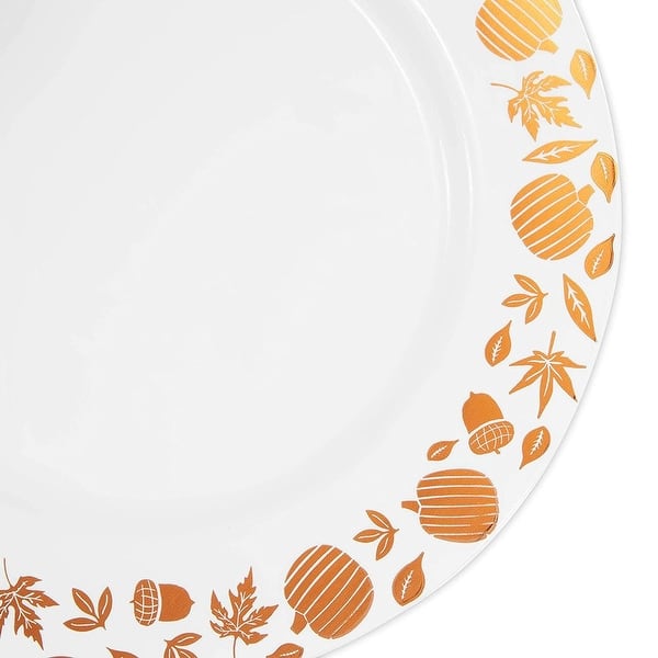 Shop 24 Disposable Plastic Dinner Plates Thanksgiving Party Fall Leaf Pumpkin 9 In 9 X 9 Overstock 31677671