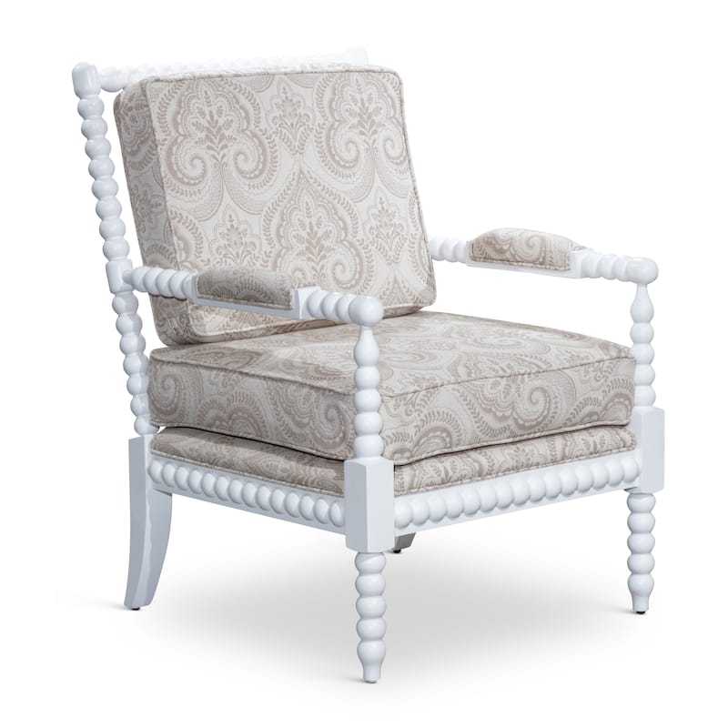 DTY Indoor Living Silverthorne Spindle Chair - White/ Taupe Paisley
