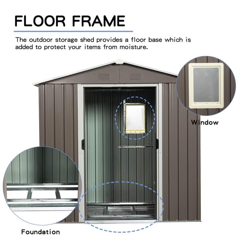 8ft x 4ft Outdoor Metal Storage Shed With Window