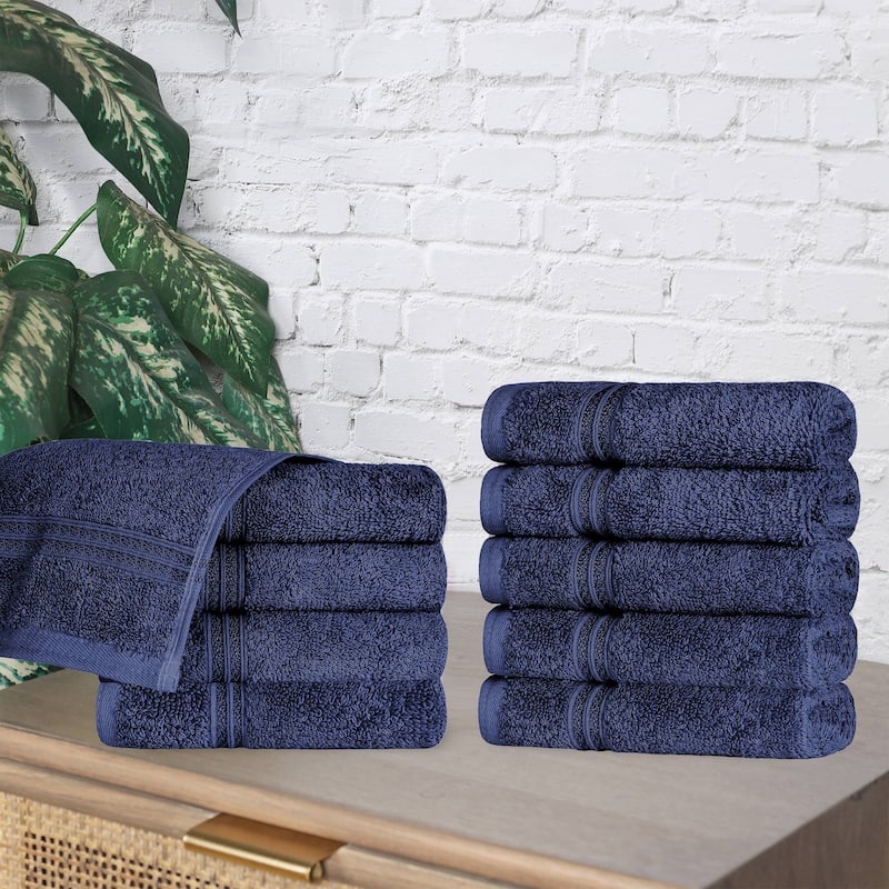 Superior Heritage Egyptian Cotton Absorbent Face Towel Set of 10 - Navy Blue