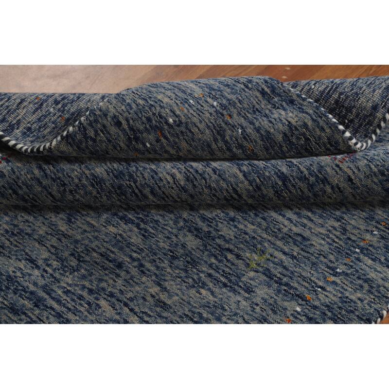 Hand Knotted Oriental 100% Wool Carpet Tribal Stripe Navy Blue & Blues Gabbeh Area Rug - 5' 10'' X 4' 0''