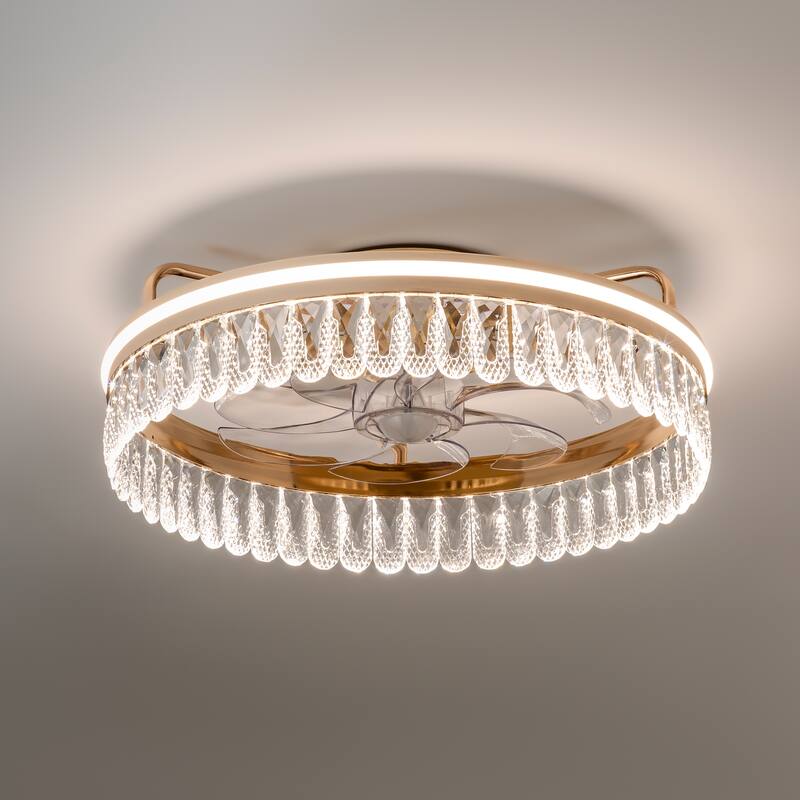 20-In LED Rosa Gold Chandelier Ceiling Fan with Light Remote(7-blade)
