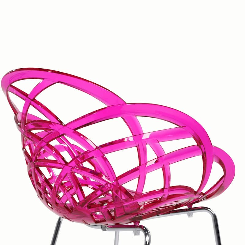 Furnish Theory Fleur-ML Stackable Dining Armchairs Arm Chairs Anti-UV Polycarbonate Shell & Chrome-Plated Steel Legs (Set of 2)