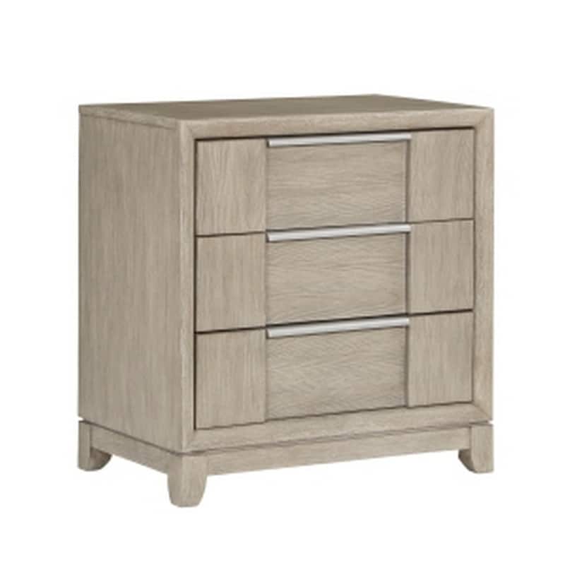 Beige 3 Drawer 17.5 in. W Nightstand with Inbuilt Charging USB Port