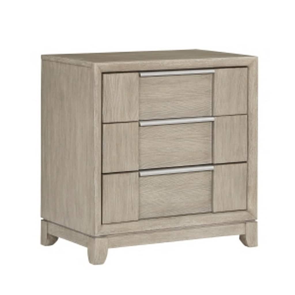 Beige 3 Drawer 17.5 in. W Nightstand with Inbuilt Charging USB Port