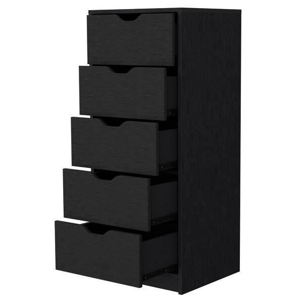 Modern Style Logan Black Lingerie Chest 5-Drawer Dresser - Bed