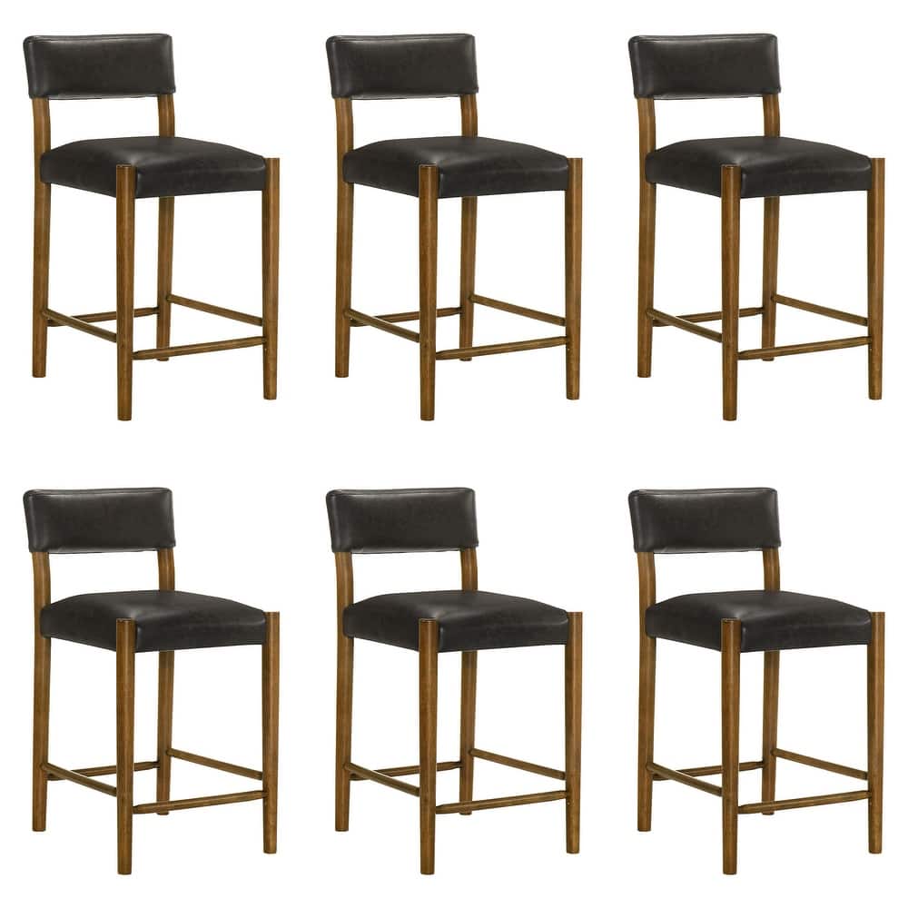 Bennet Faux Leather Upholstered Counter Stool with Solid Wood Legs Set of 2/4/6