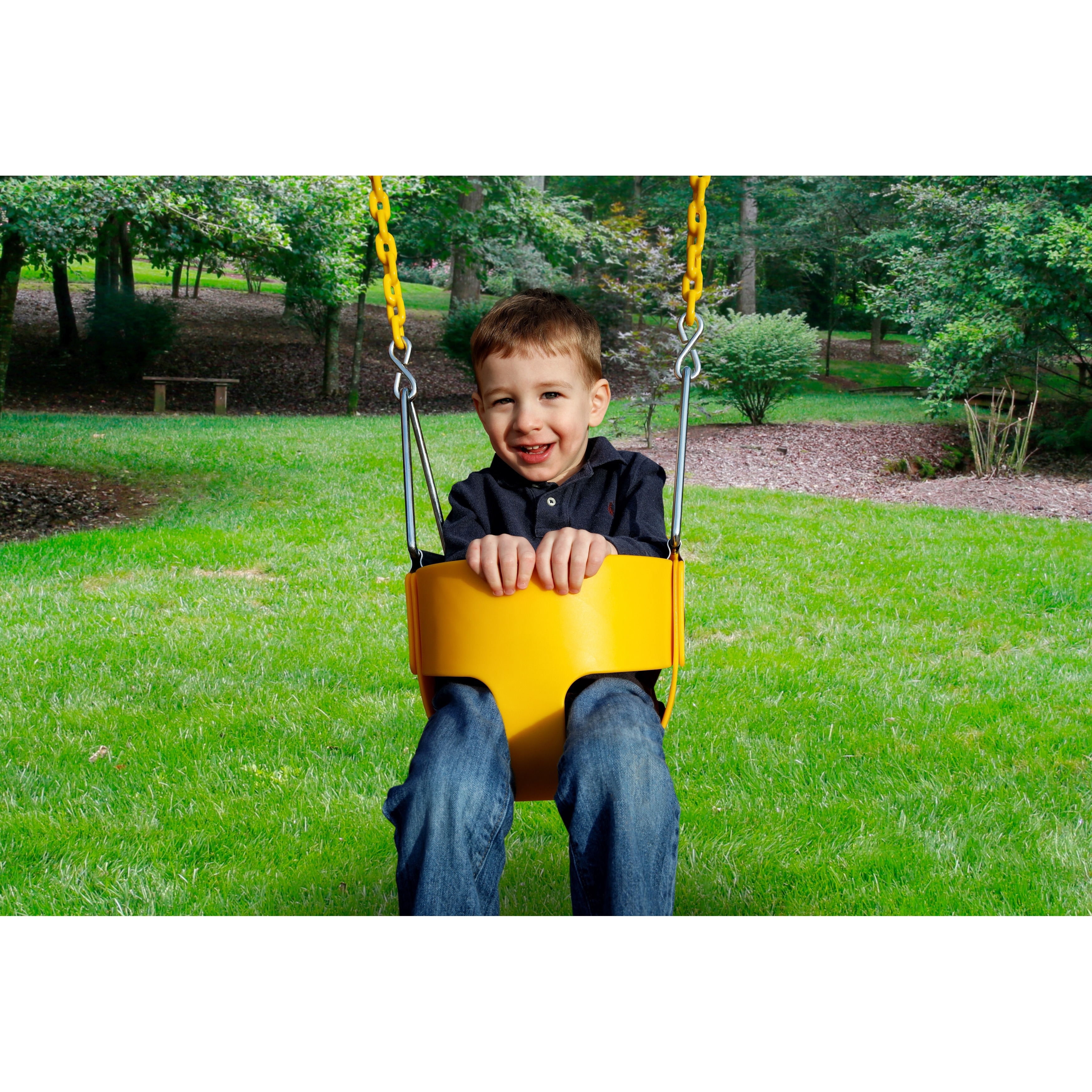 Gorilla Playsets Full Bucket Toddler Swing with Coated Chains