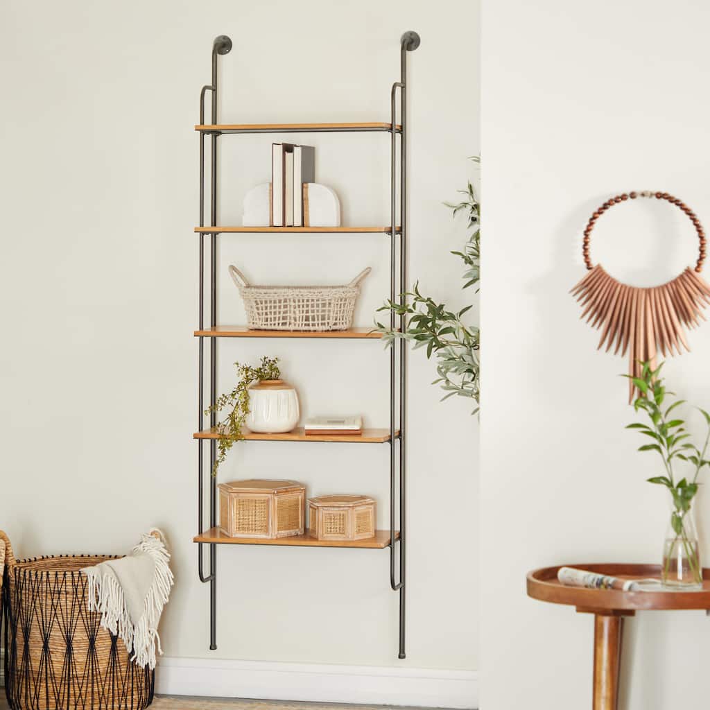 Brown Metal 5 Shelves Wall Shelf