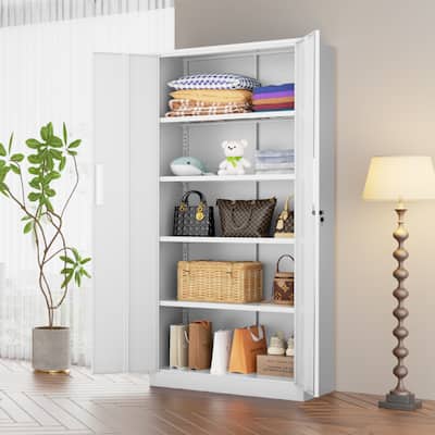 36 inch - 71 inch Tall File Cabinet Metal Storage Cabinet with Lockable Doors and Adjustable Shelves for Office, Home, Pantry