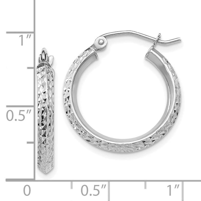 Curata 10k White Gold 2.5mm Diamond-cut Knife Edge Hoop Earrings - 20mm 25mm 30mm