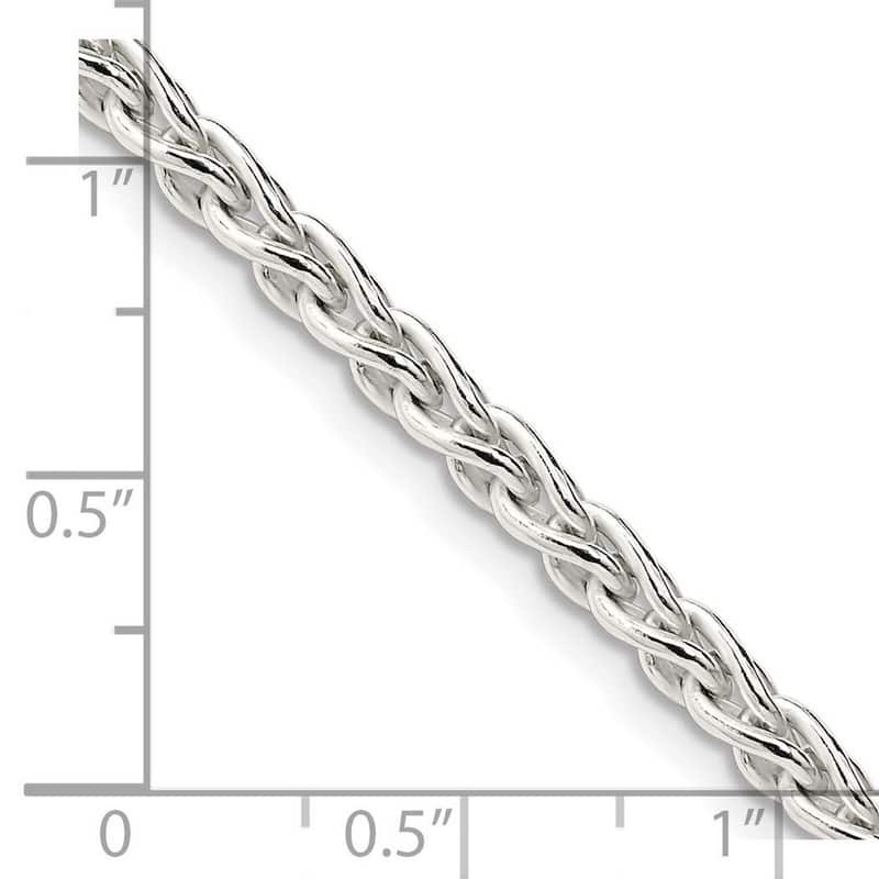 Curata 925 Sterling Silver 3.7mm Round Spiga Chain Necklace for Men