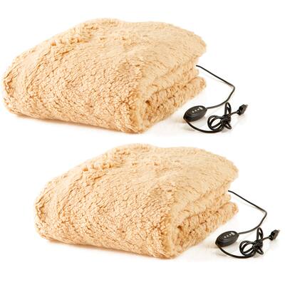 Heated Blanket 2-Pack - USB-Powered Sherpa Throw Blankets by Stalwart