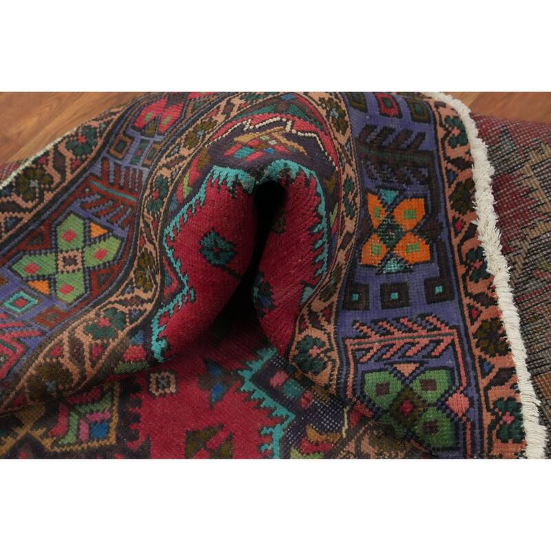 Hand Knotted Oriental 100% Wool Carpet Traditional Geometric Pink Tabriz Area Rug - 12' 4'' X 4' 6''