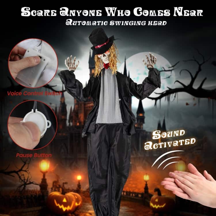Black Metal Fabric 7.2ft Standing Halloween Animatronic Groom