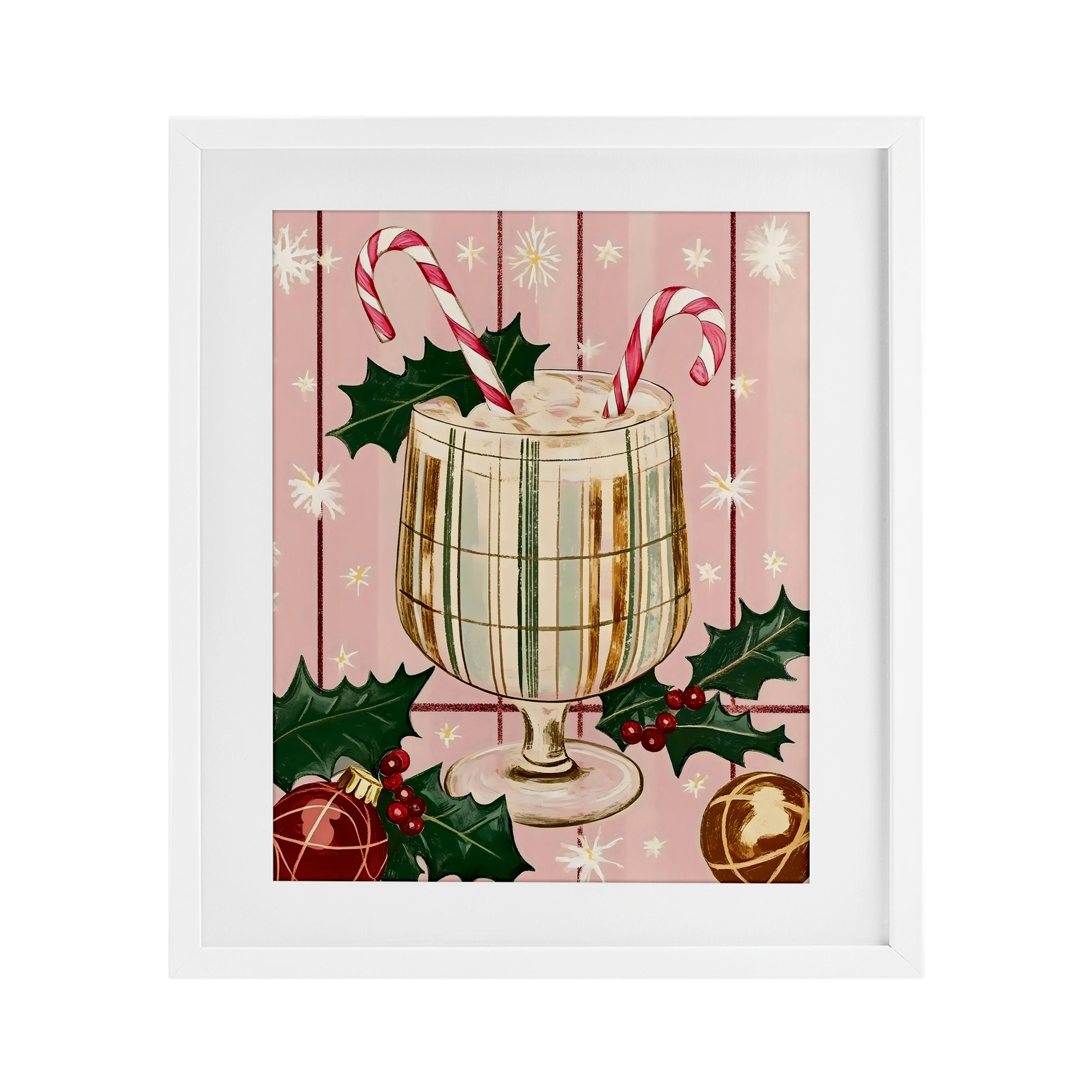 Stupell Pastel Christmas Cocktail Under Glass Framed Design By Franklyn Gregory