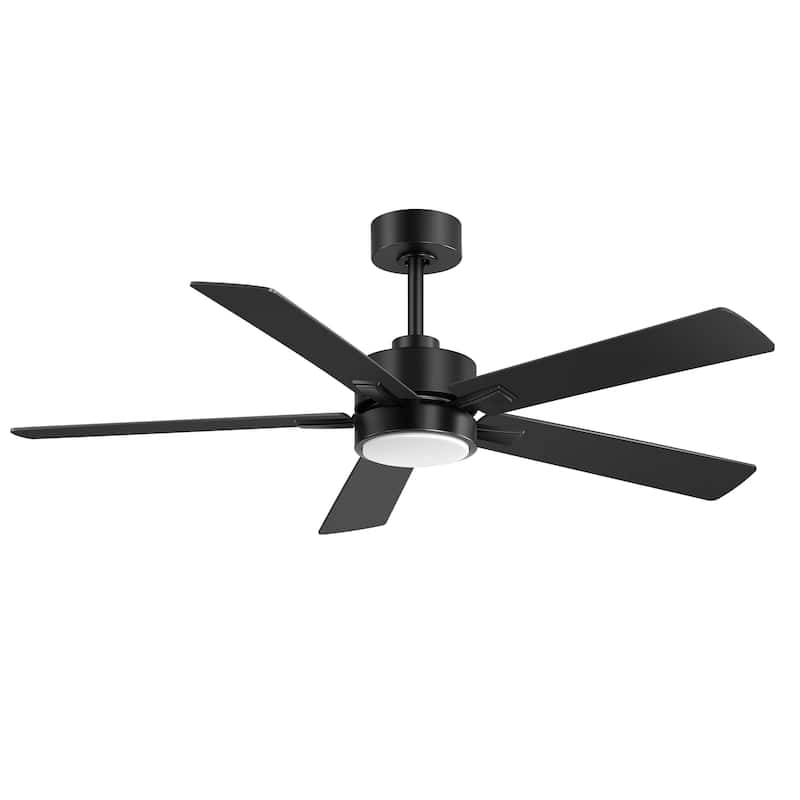 52 Inch Black 5-Blade Integrated LED Ceiling Fan with Light Remote