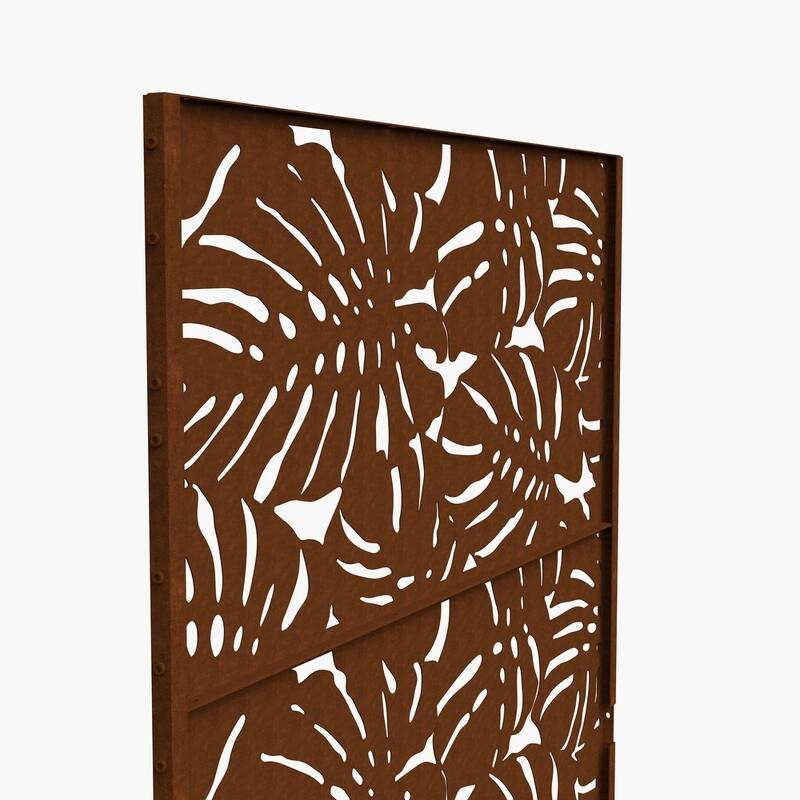 Free Standing Metal Privacy Screen Panel Decorative Outdoor Privacy Screen - 72"H x 47"W