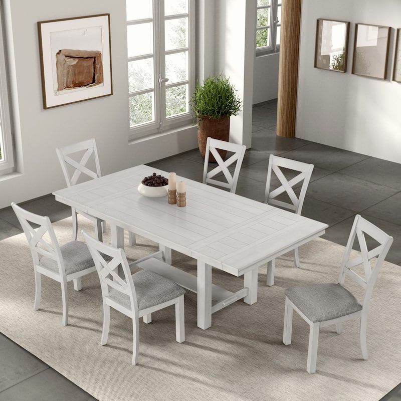 Furniture of America Hesnly Farmhouse Rustic White Oak Wood X-Back Side Chair (Set of 2)
