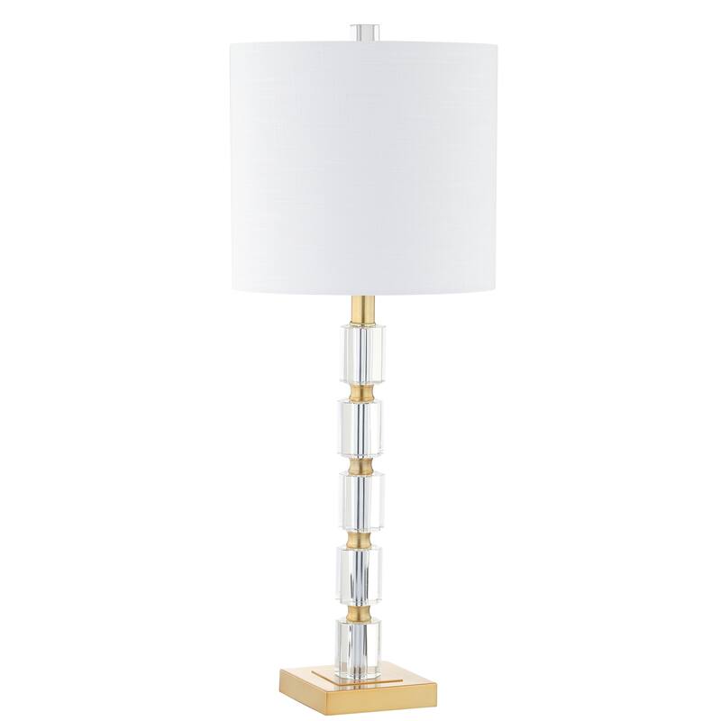 Nala 28.5" Crystal LED Table Lamp, Clear/Brass (Set of 2) by JONATHAN Y