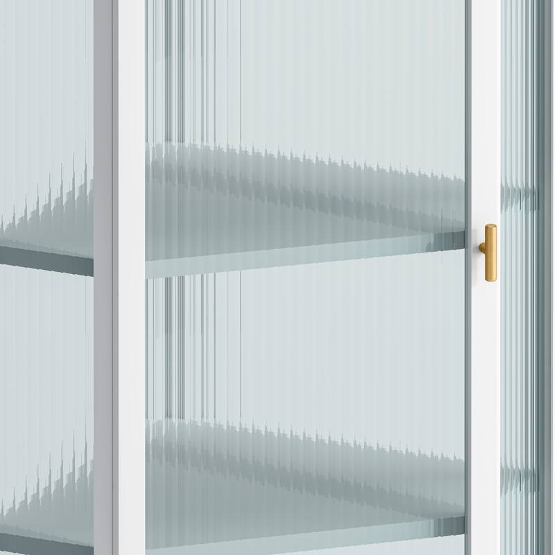 Glass Door Wall Mounted Corner Cabinet with Featuring Storage