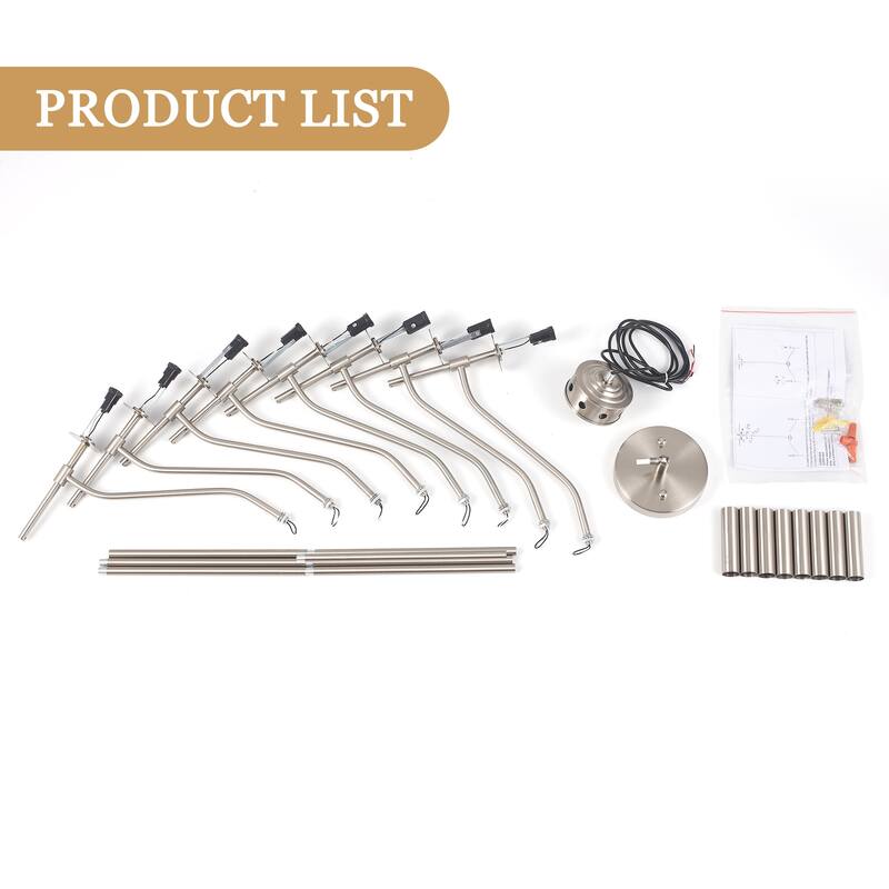 8-Light Hanging Candlestick Linear Foyer Chandelier Lighting Fixture Island Chandelier for Dining Room