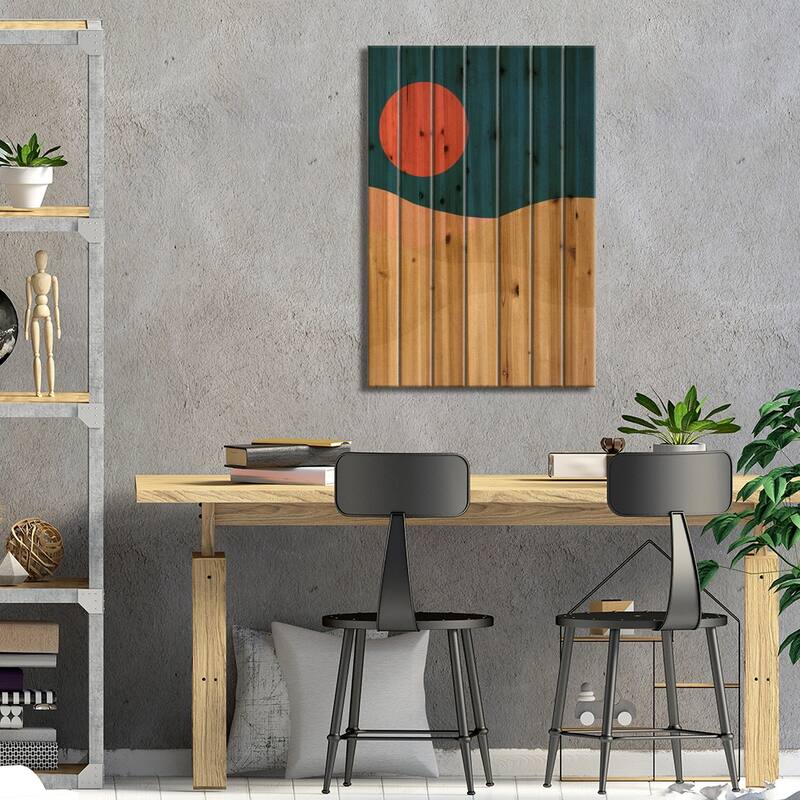 Blood Moon Print On Wood by Reyna Noriega - Multi-Color