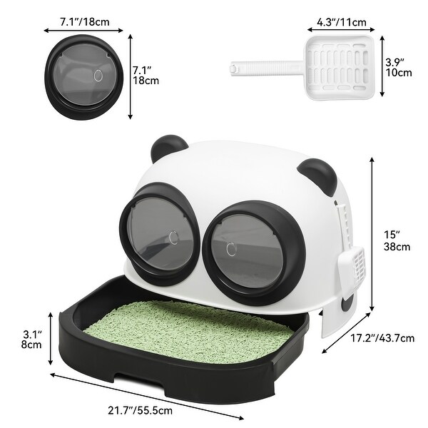 Moasis Panda-look Plastic Cat Litter Box w/ 2 Doors - Bed Bath