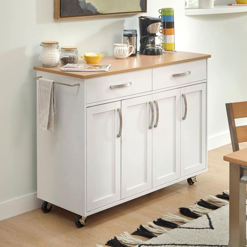 Storage Plus Off-White Kitchen Cart by homestyles - Kitchen Cart - Wood - Off-White