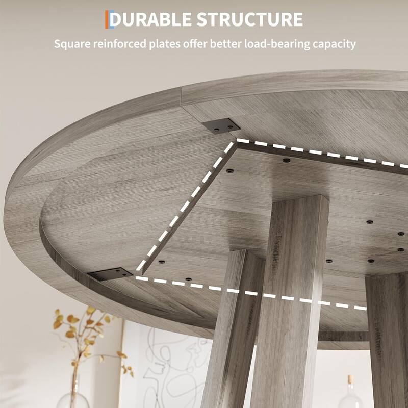 47 Inch Kitchen Round Dining Table for 4-6 for Kitchen, Apartment (Table Only)