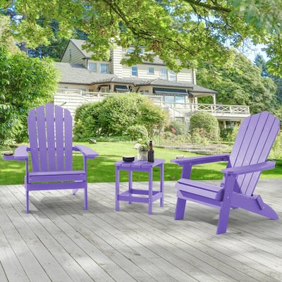 LIVOOSUN Outdoor Folding Adirondack Chair w/Cup Holder Set of 2