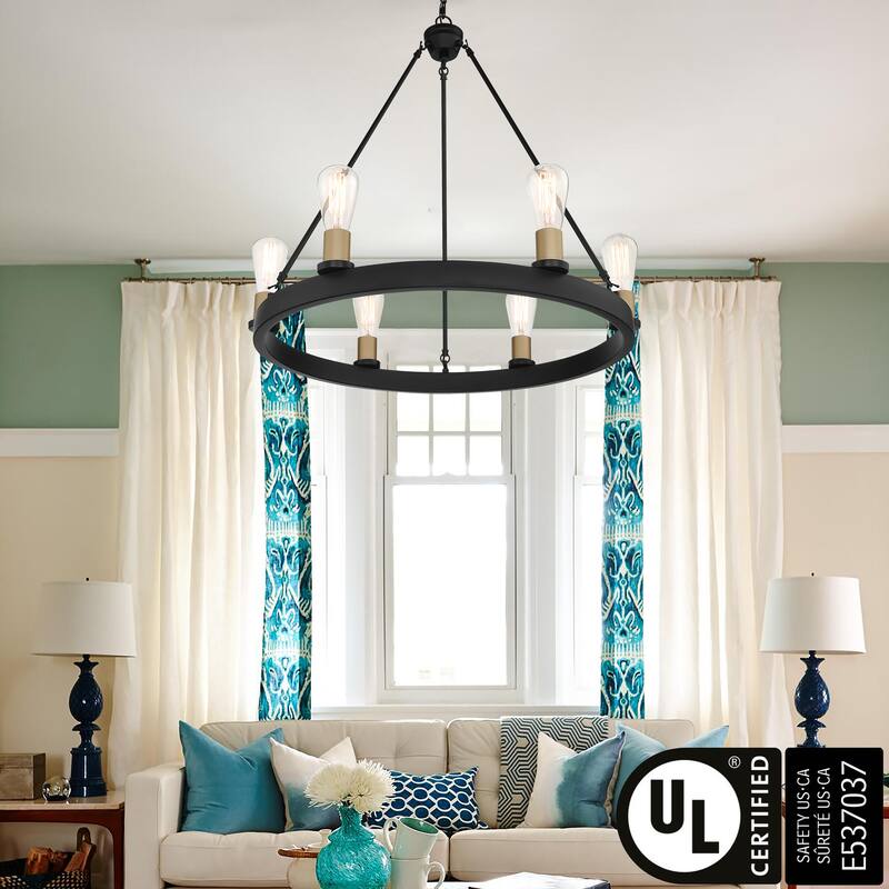 Acroma 6-light Candle Style Wagon Wheel Chandelier for dining room