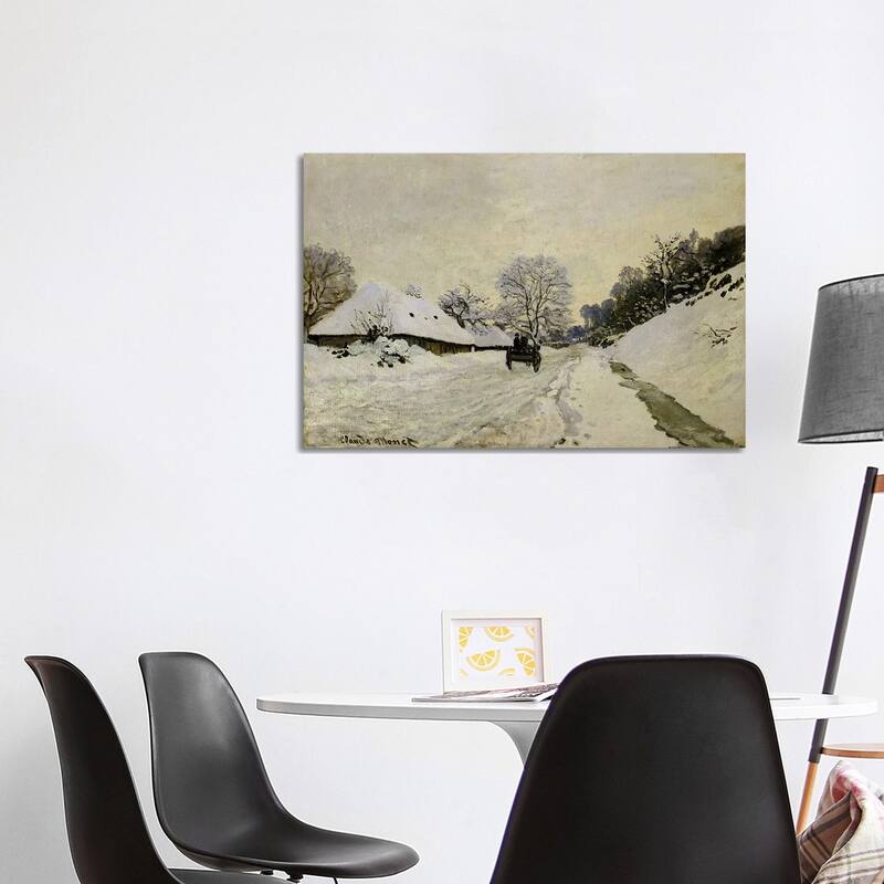 iCanvas "The Cart, or Road under Snow at Honfleur, 1865 " by Claude Monet Canvas Print - 26x40x1.5