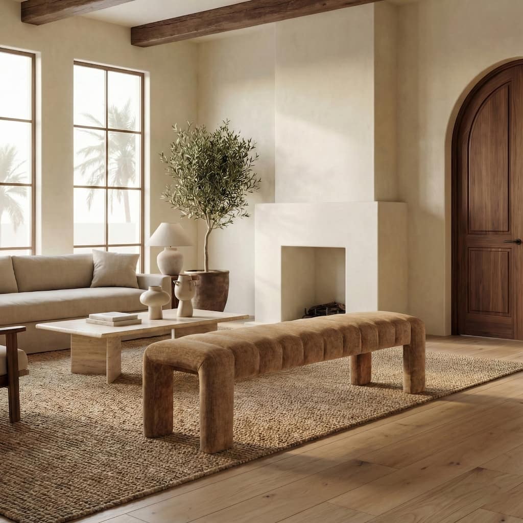 SAFAVIEH Couture Bellisima Channel Tufted Bench, Fully Assembled - 63"W x 17"D x 17"H