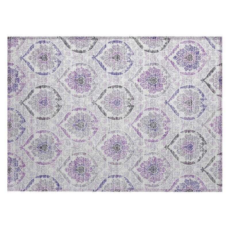 Machine Washable Indoor/ Outdoor Chantille Traditional Damask Rug