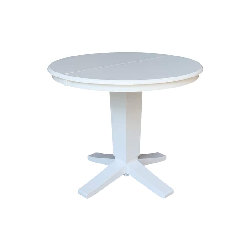 36 in Round Extension Dining Table with 12 in Leaf and Dining Chairs