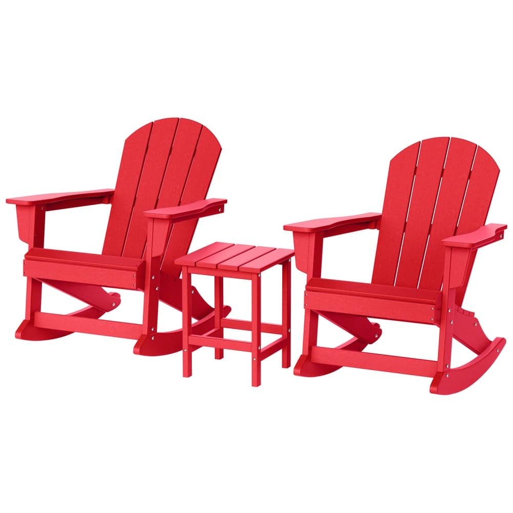 Laguna Hdpe All Weather Outdoor Patio Rocking Chairs With Side Table (3-Piece Set)