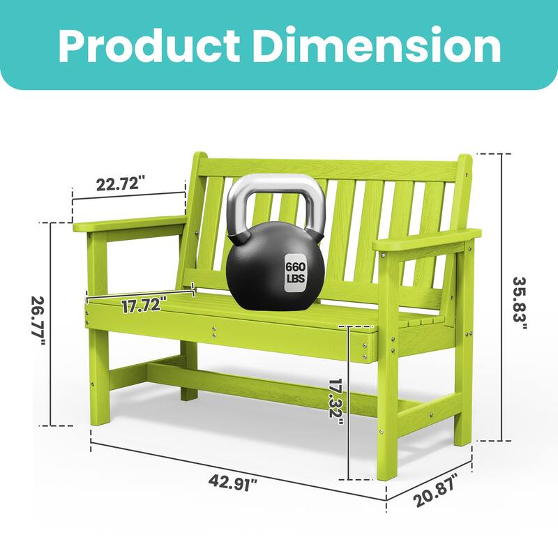 Outdoor 2-Person Garden Bench 42.92-in W x 35.83-in H