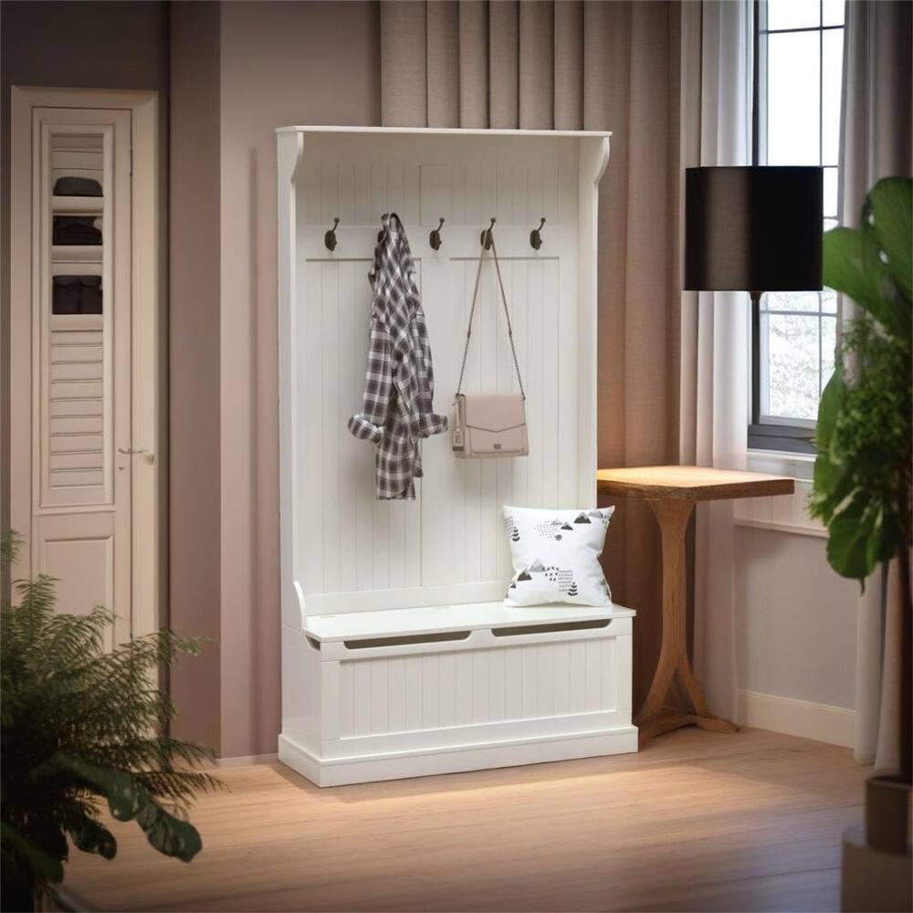 38" 3-In-1 Entryway Hall Tree with Storage Bench